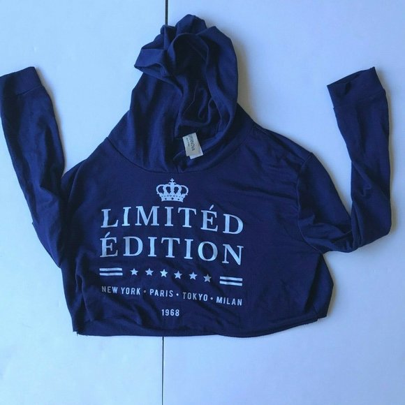 SuperNova Limited Edition Cropped Hoodie Small Navy New York Paris Tokyo… - Picture 5 of 9